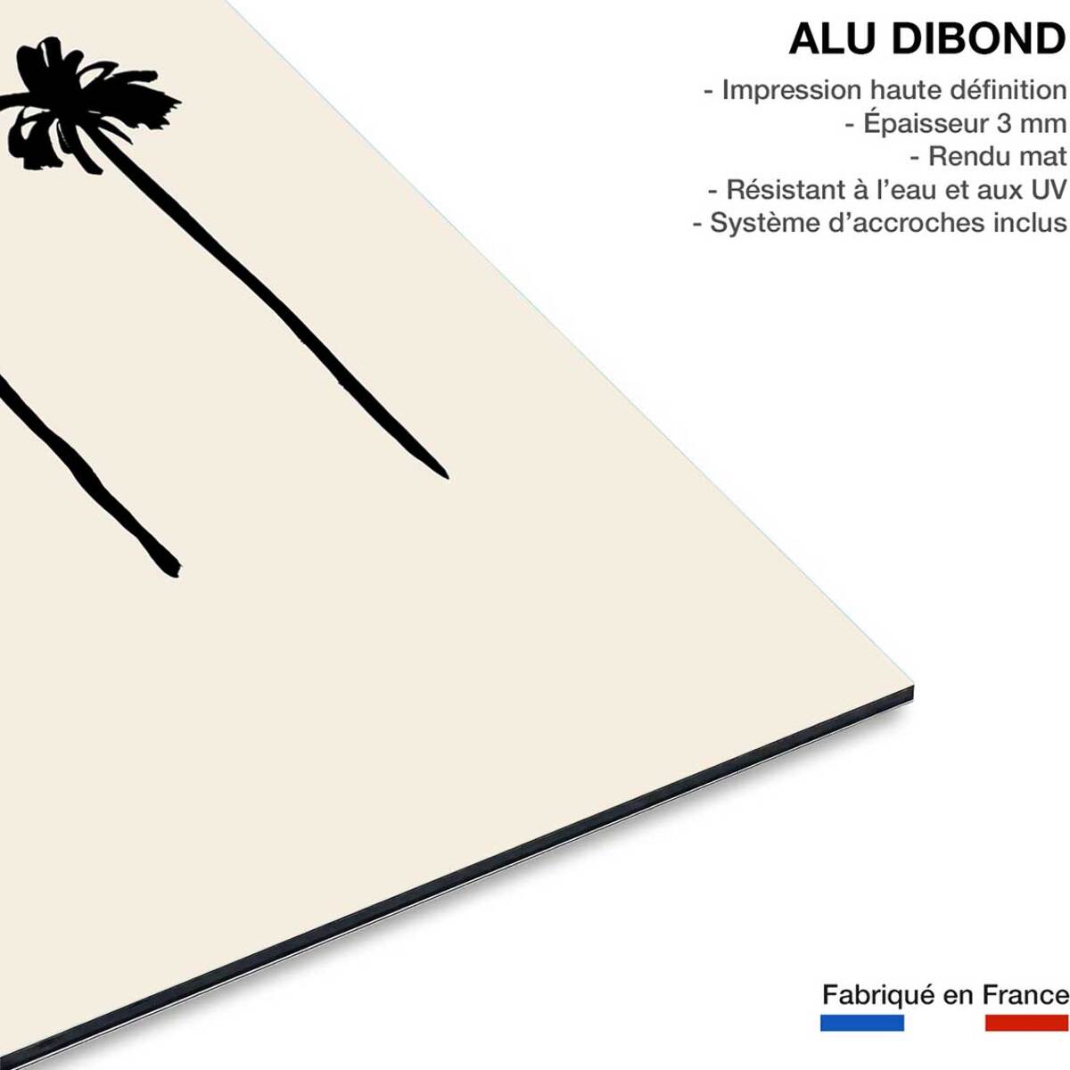 Tableau three black palm tree Tableau alu Dibond