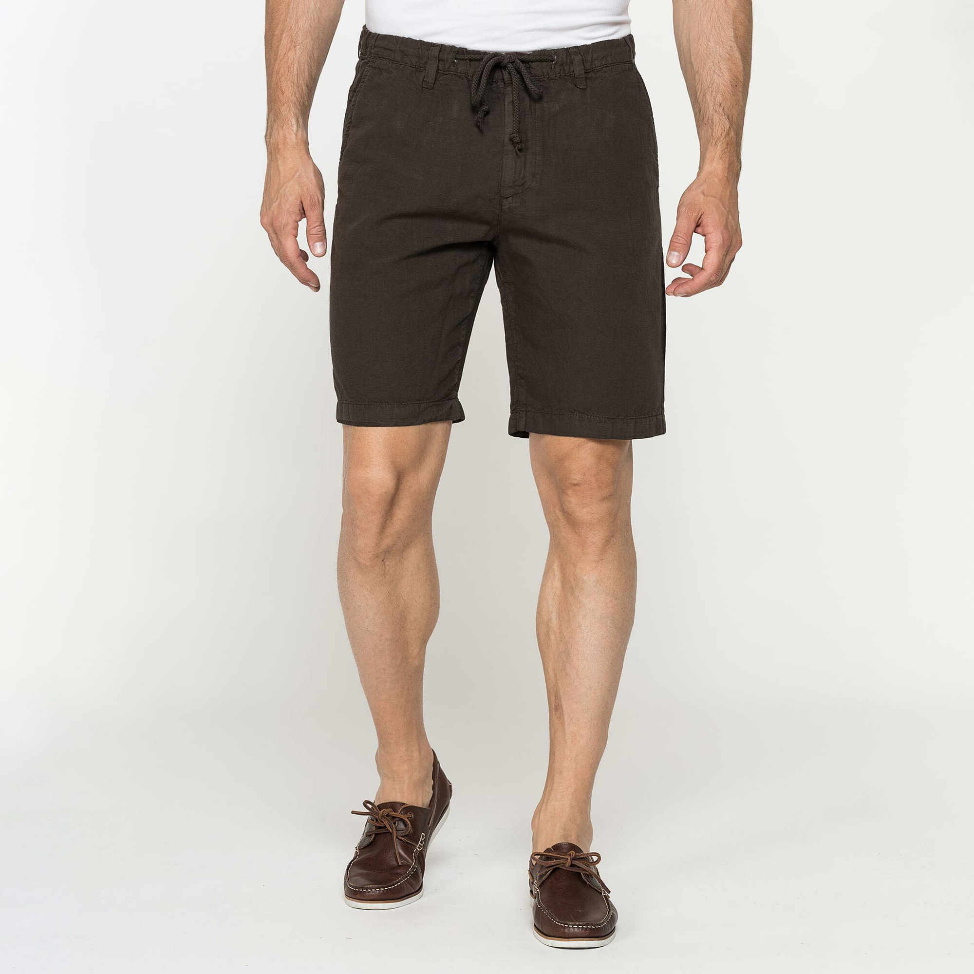 BERMUDA CHINO IN TESSUTO LINO E COTONE CON COULISSE