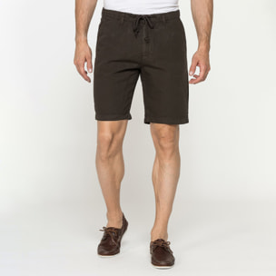 BERMUDA CHINO IN TESSUTO LINO E COTONE CON COULISSE