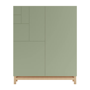 Zapatero melamina Volda roble claro puertas verde patas roble 112x90x27cm