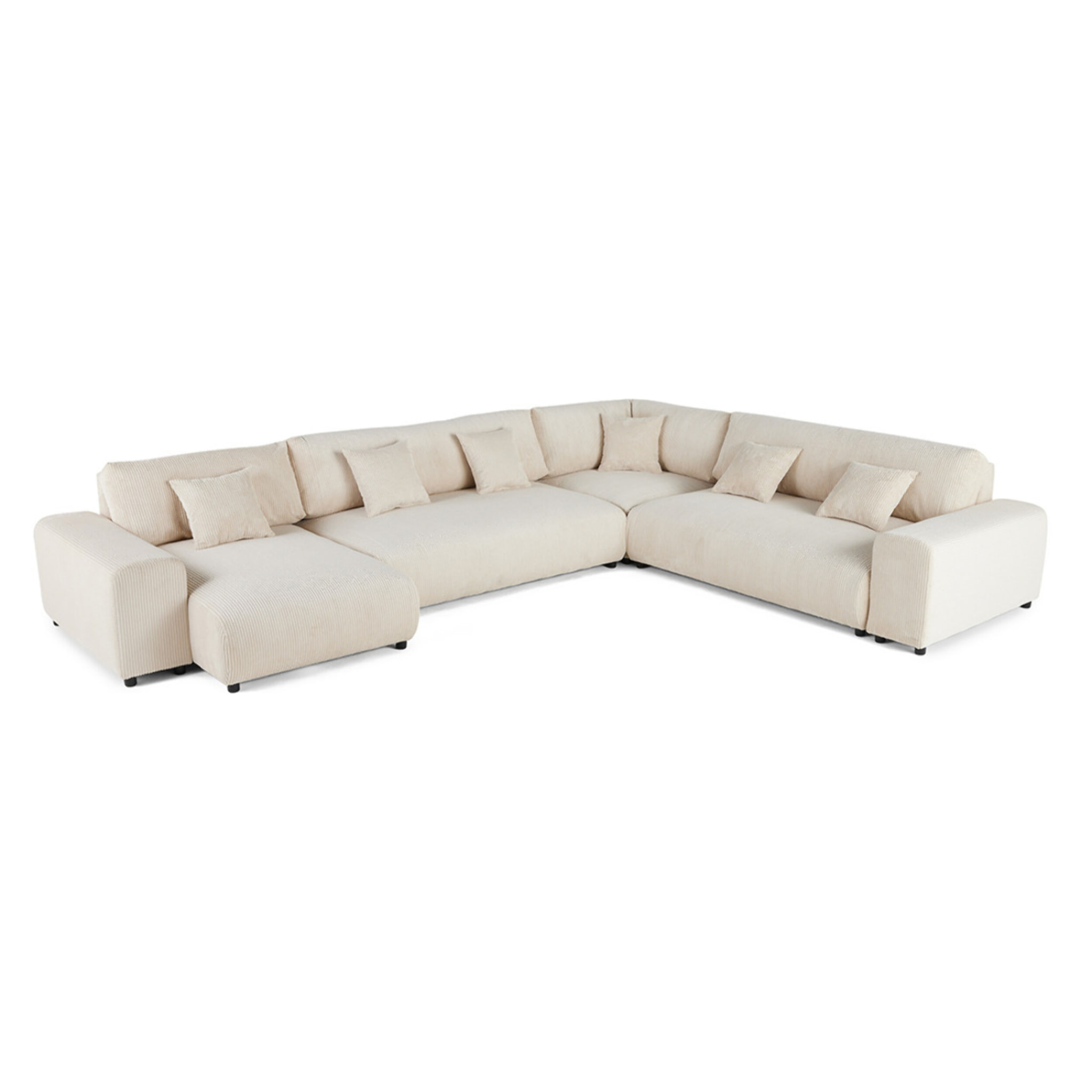 Garance - canapé modulable d'angle droit - 8 places - en velours côtelé - Beige