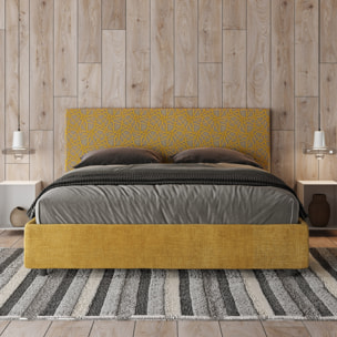 Letto matrimoniale con rete imbottito 160x190 tessuto Era 06 giallo Arla