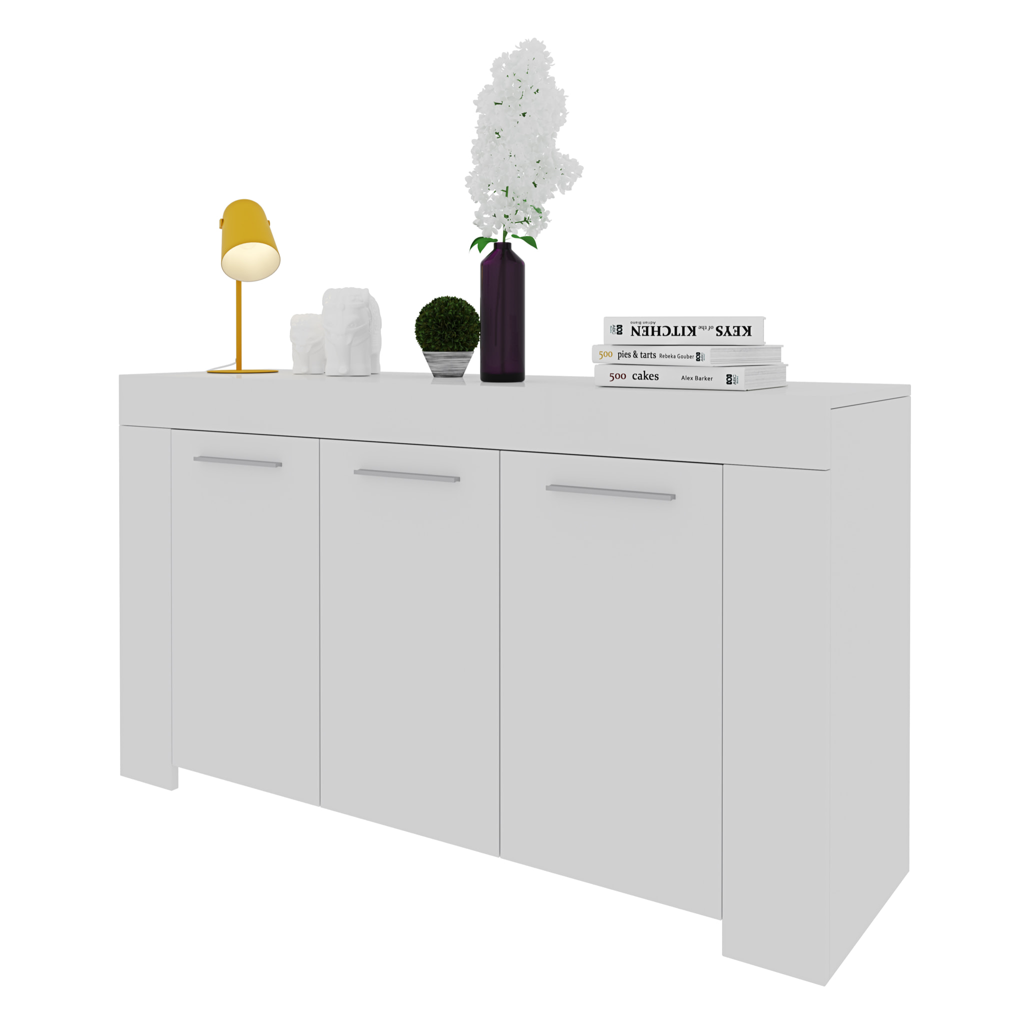 Credenza 3 Ante Design Con 5 Vani Capienti Multi Spazio Stile Moderno Nairobi Per  Soggiorno Cucina Sala Da Pranzo, Mobile Tv  144 x 80 x 42 cm Bianco