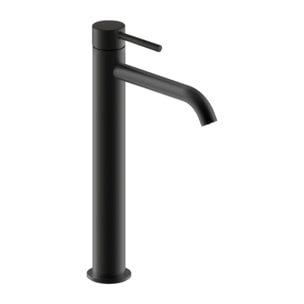 Mitigeur lavabo bec haut PAINI Cox Slim noir mat avec vidage clic-clac
