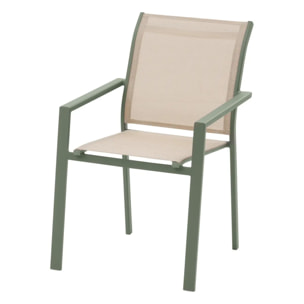 Fauteuil de jardin empilable "Essentia" lin & vert laurier aluminium et texaline