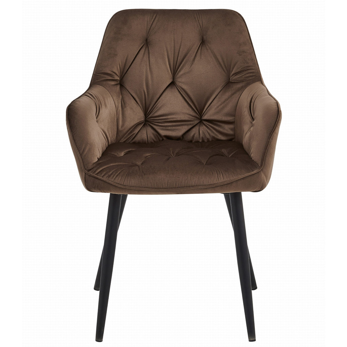 Set di 2 sedie Jork in velluto marrone con gambe nere