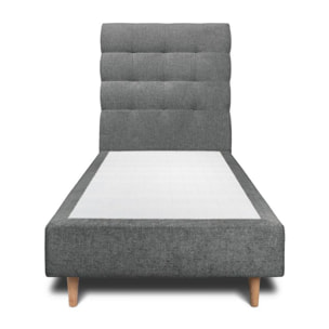 Lit avec tête de lit capitonnée tissu et sommier tapissier Ep20