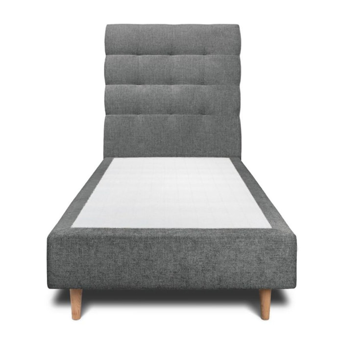 Lit avec tête de lit capitonnée tissu et sommier tapissier Ep20