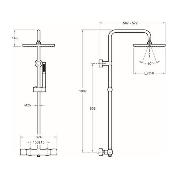 Colonne de douche thermostatique Brigitte chromé