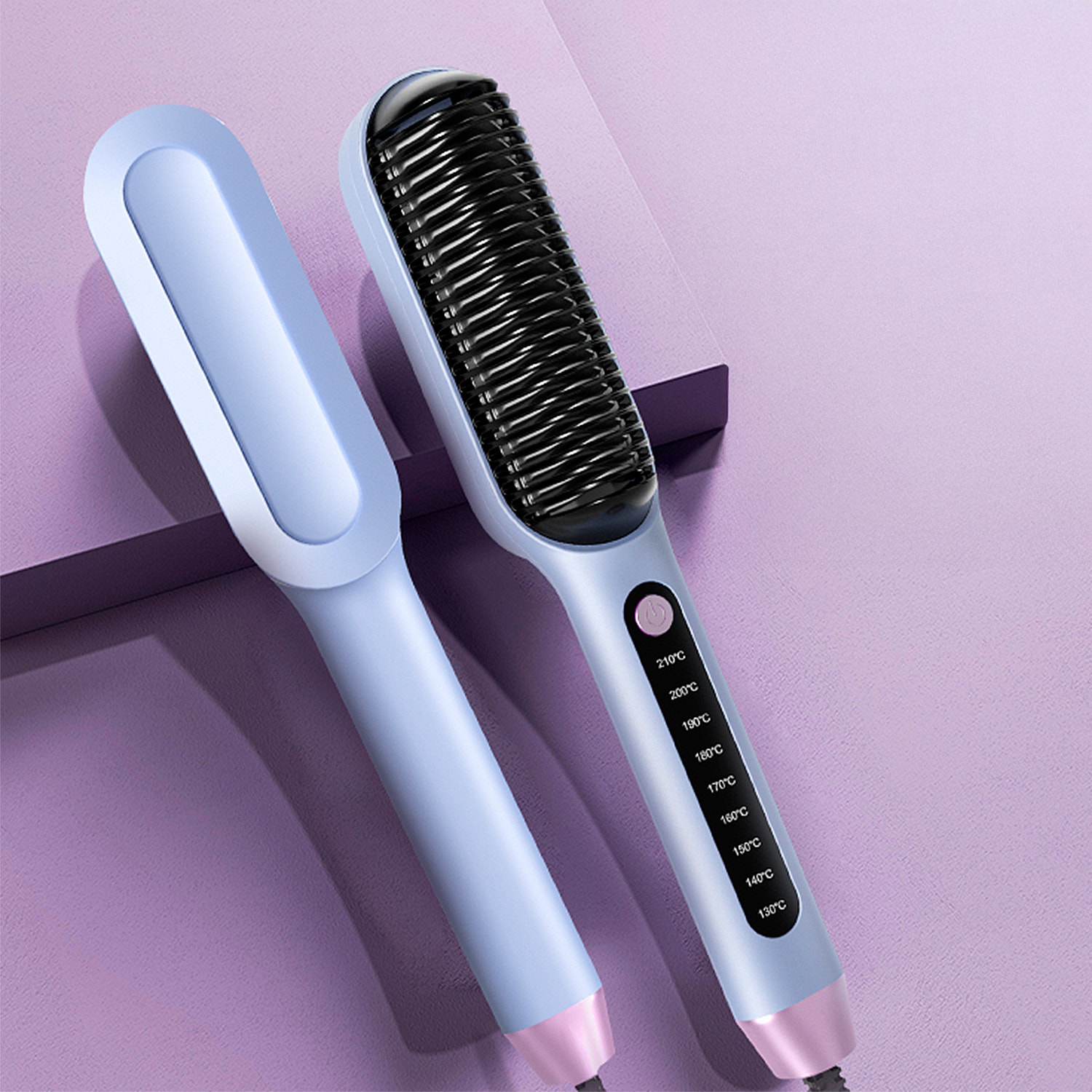 Spazzola lisciante per capelli con ioni negativi e 30W. 9 livelli di calore da 130°C a 210°C.