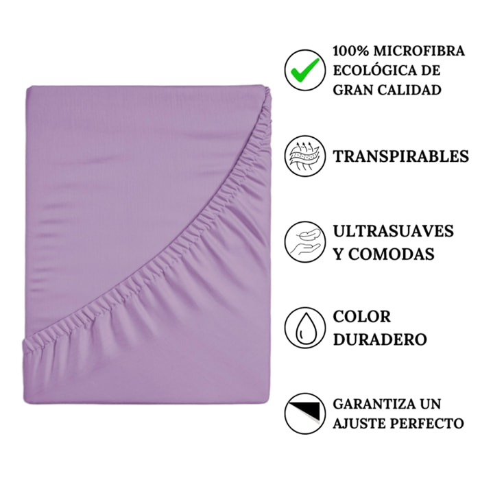 Icehome - Sábana bajera lisa - 100% Microfibra - Violeta