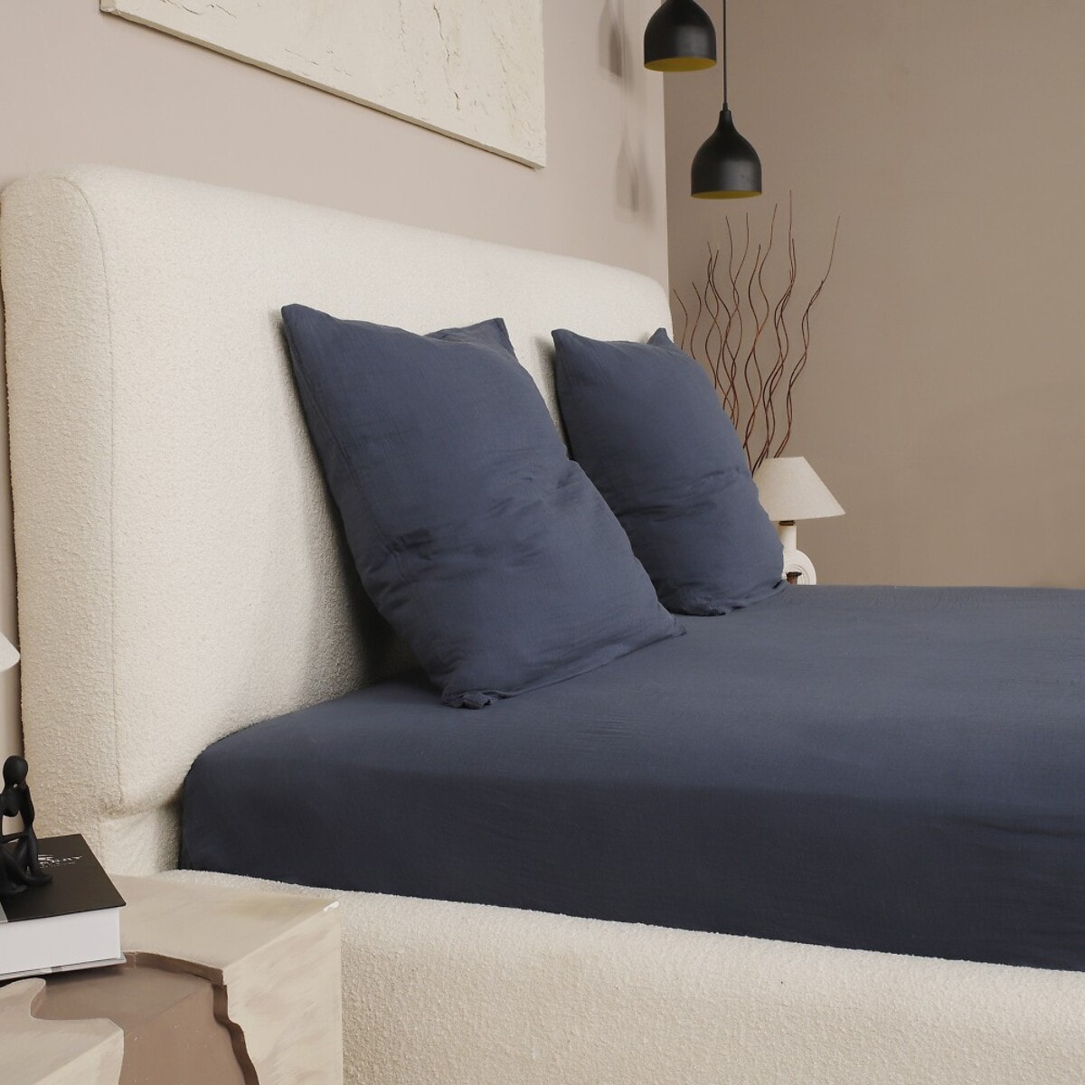 Housse de couette gaze de coton lavé bleu petrole