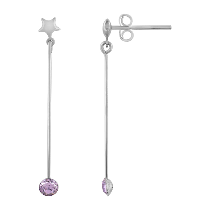 Pendiente "Plata Única" Péndulo2 VT plata 925 cristal Sw violeta