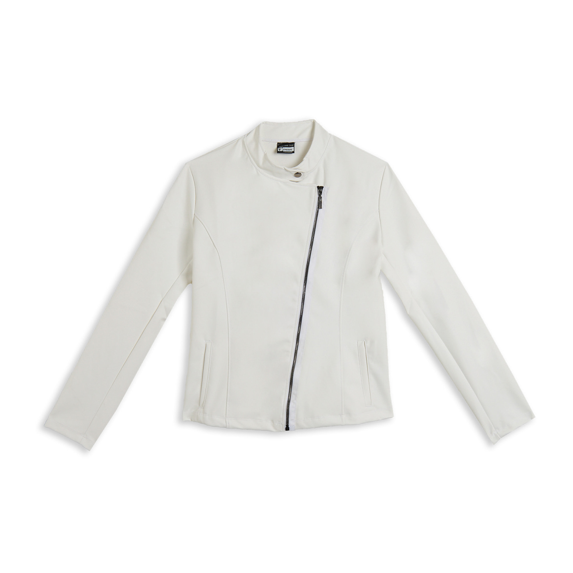 Giacca chiodo da donna in tessuto coated effetto pelle