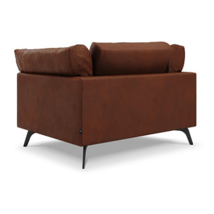 Fauteuil xl "Camille" en cuir véritable cognac