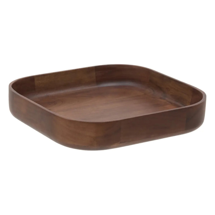 Plateau Acacia Noah carré 27x27cm marron