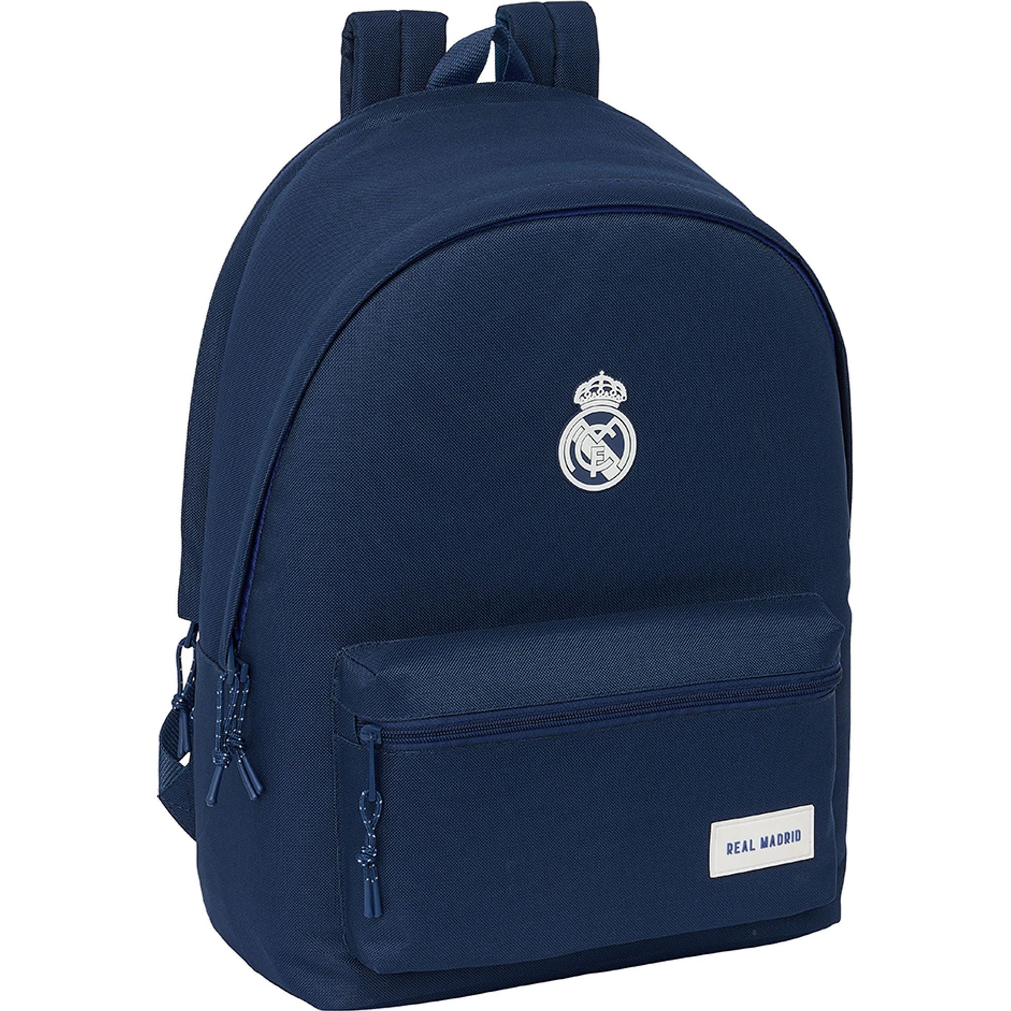 Mochila doble para portatil 15,6"+usb real madrid chica marino