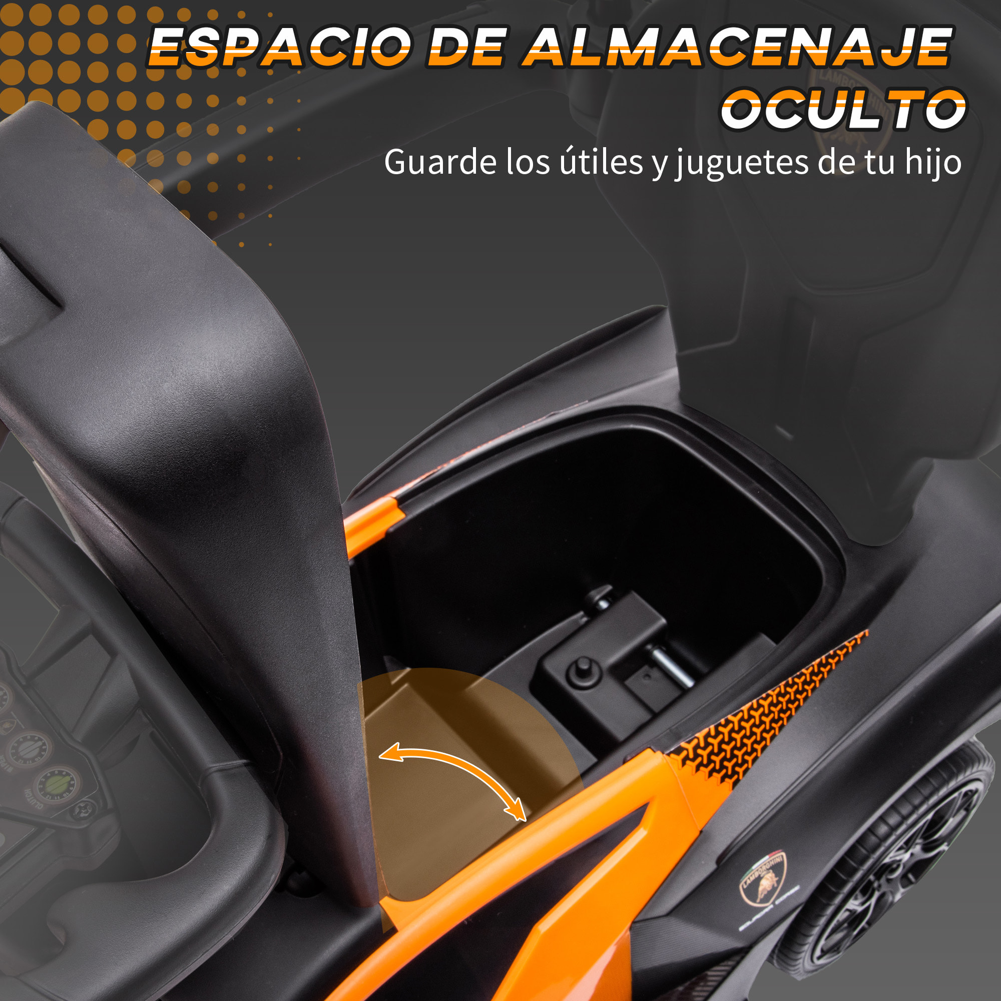 2 en 1 Coche Correpasillos para Niños 12-36 Meses Lamborghini Essenza SCV12 Andador Empujador con Bocina Mango de Empuje y Barandilla Extraíbles 86,5x40x89,5 cm Naranja y Negro