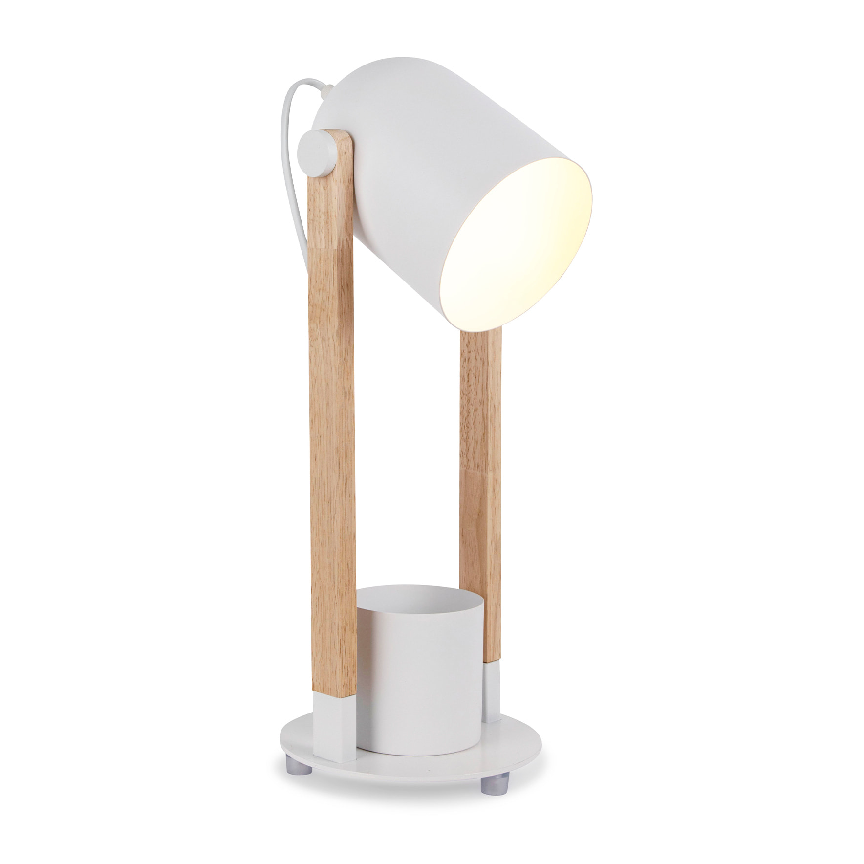 Forlight - Flexo de Escritorio con Acabado Madera Clara y Blanco Mate, Compatible con Bombillas Personalizables, Diseño Moderno y Duradero en Madera y Acero, Ideal para Iluminación del Hogar