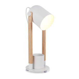 Forlight - Flexo de Escritorio con Acabado Madera Clara y Blanco Mate, Compatible con Bombillas Personalizables, Diseño Moderno y Duradero en Madera y Acero, Ideal para Iluminación del Hogar