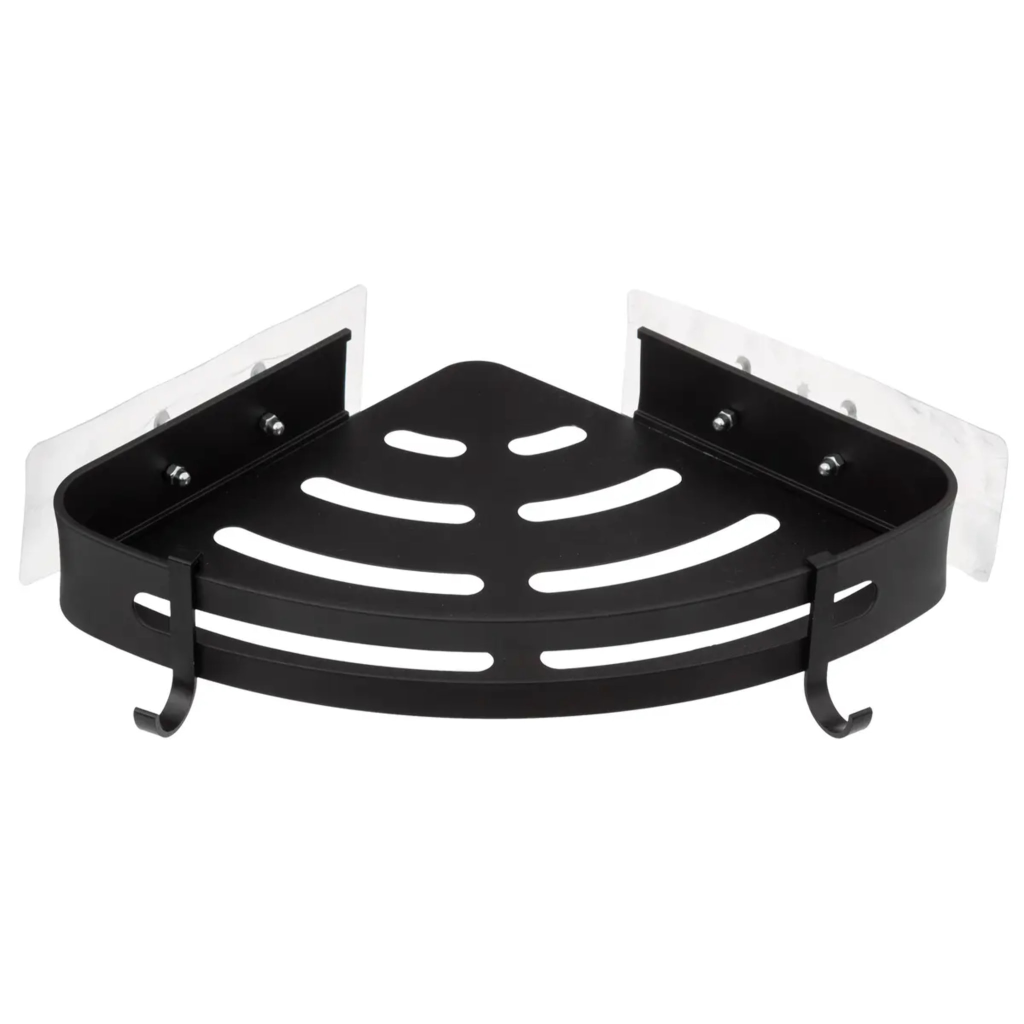 Étagère de douche d'angle stick adhésif noir "Blackalu"