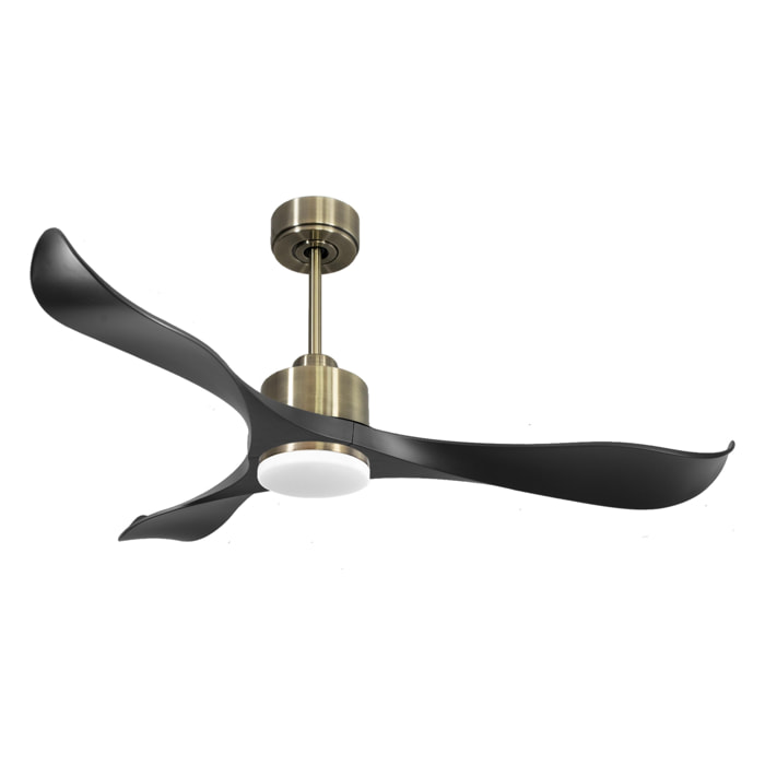 Ventilateur de plafond Réversible  Thermostat Dimmable Wifi Moteur à courant continu Toits en pente Télécommande Lumière à trois tons Adaptateur 2/3 Lames