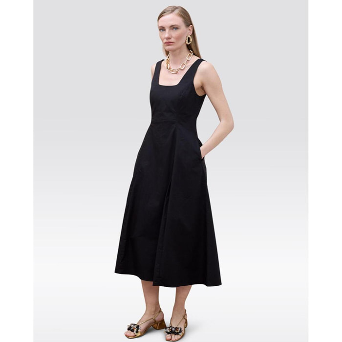 abito aderente in popeline con spalline