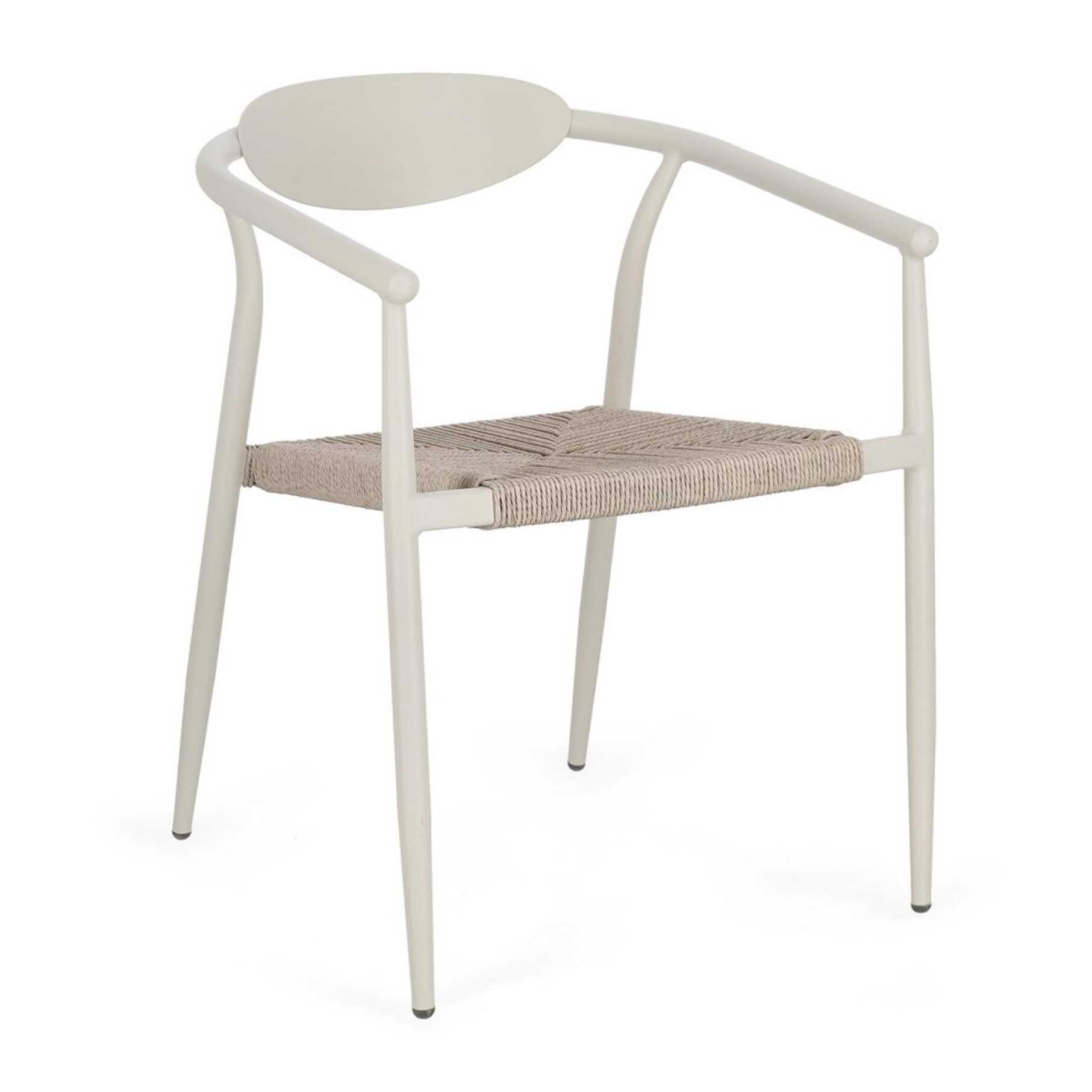 Set di 4 sedie con braccioli MORAIRA in alluminio e fibra sintetica beige, impilabili