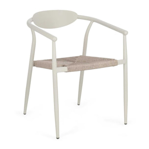 Set di 4 sedie con braccioli MORAIRA in alluminio e fibra sintetica beige, impilabili