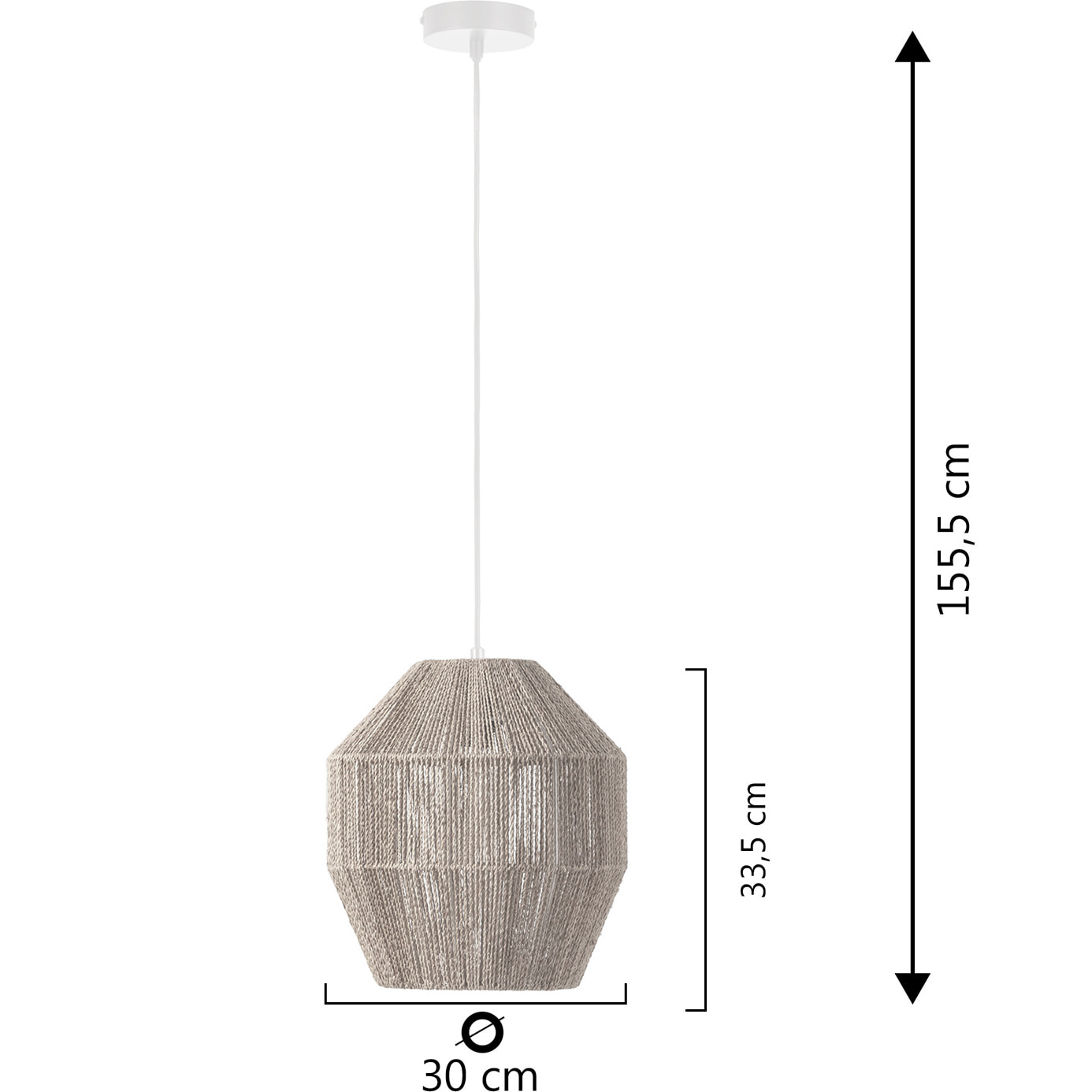 Lámpara de techo de cuerda trenzada, diámetro 30 cm