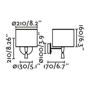 MAMBO Lampe applique avec lecteur noire/rotin
