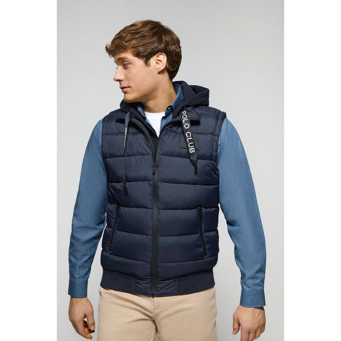 Gilet trapuntato blu marino Canyon con toppa Polo Club