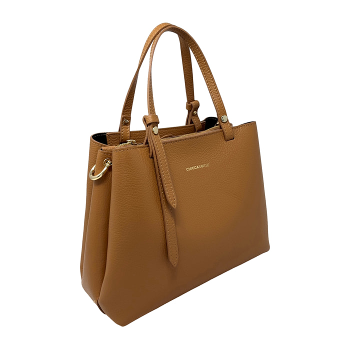 Borsa a Mano Elegante da Donna in Pelle Martellata con Tracolla