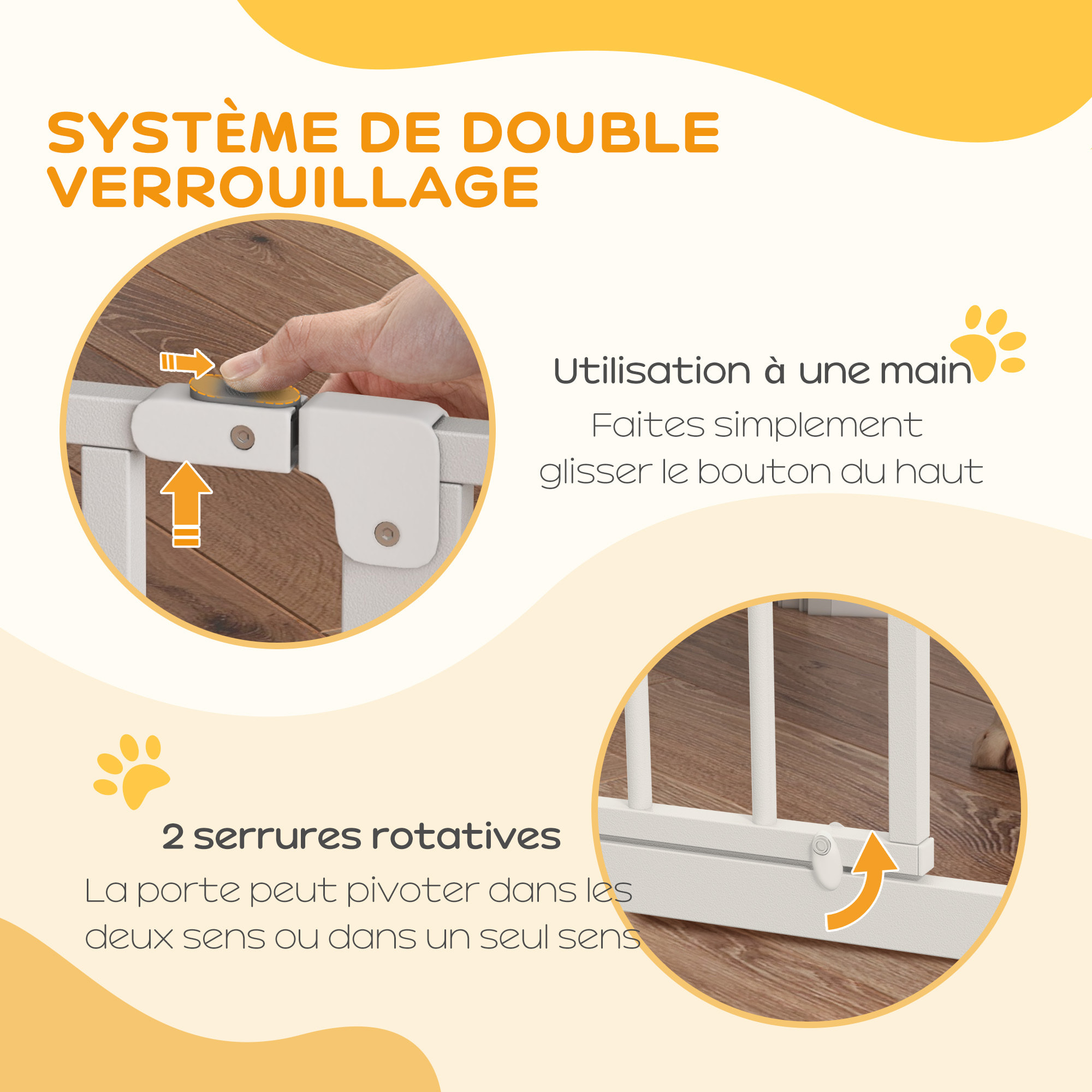 Barrière de sécurité barrière pour animal domestique longueur réglable barrière escaliers couloirs portes sans perçage en acier et ABS dim. 75-85L x 76H cm blanc