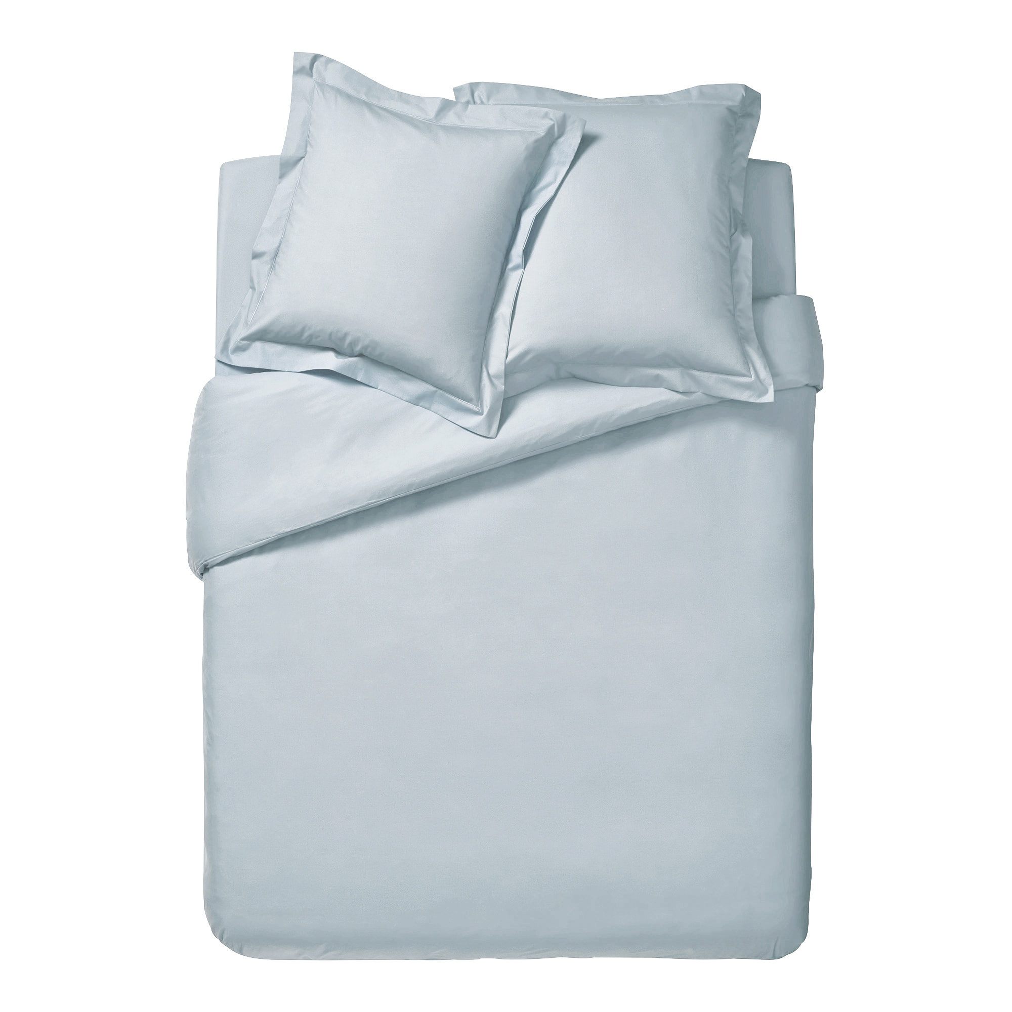 Drap housse uni en percale de coton, bonnet de 30cm, PREMIÈRE, Bleu Glacier