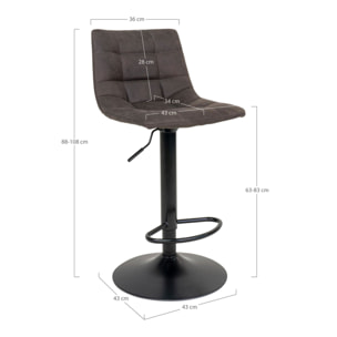 Set 2 sgabelli da bar Middelfart in microfibra grigio scuro con base nera