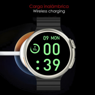 Smartwatch Z78 Ultra con corona multifunzione intelligente, widget personalizzabili, accesso diretto a Siri. Termometro, O2 e tensione.