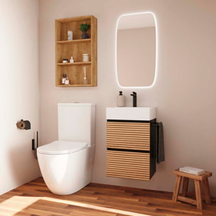 Meuble de Salle de Bain YINU | 45 cm Noir - Solomon | Fond 36 cm | Deux Tiroirs | Lavabo Encastre | N'inclut Pas Miroir | Meuble Monte | Alday