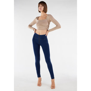 Pantaloni push up WR.UP® skinny vita alta in jersey-denim