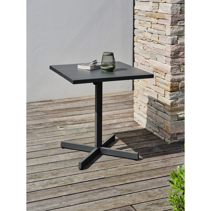 LOUISE - Guéridon de jardin avec plateau pliant en acier gris anthracite