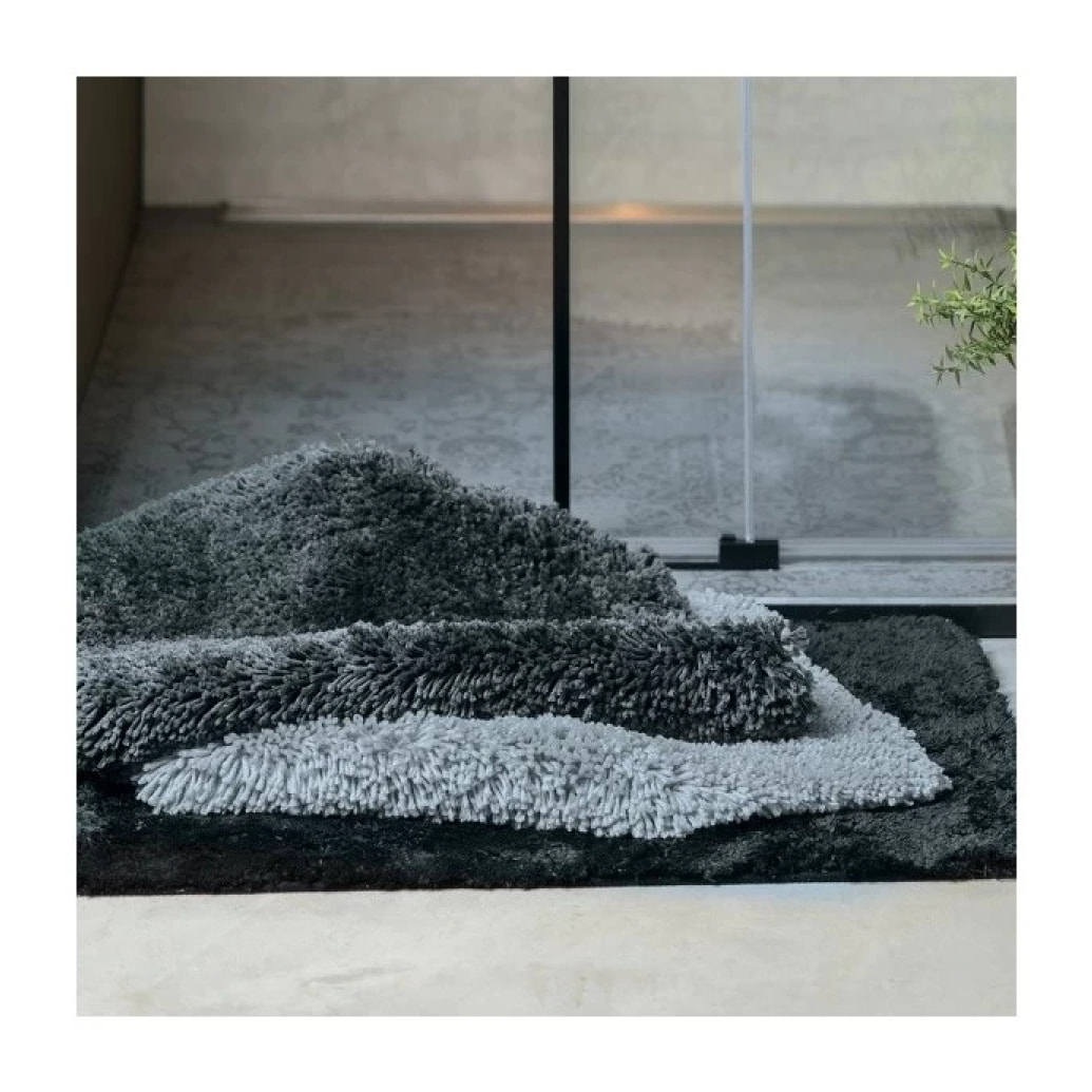 Tapis de bain rond microfibre HIGHLAND Gris Granit Spirella