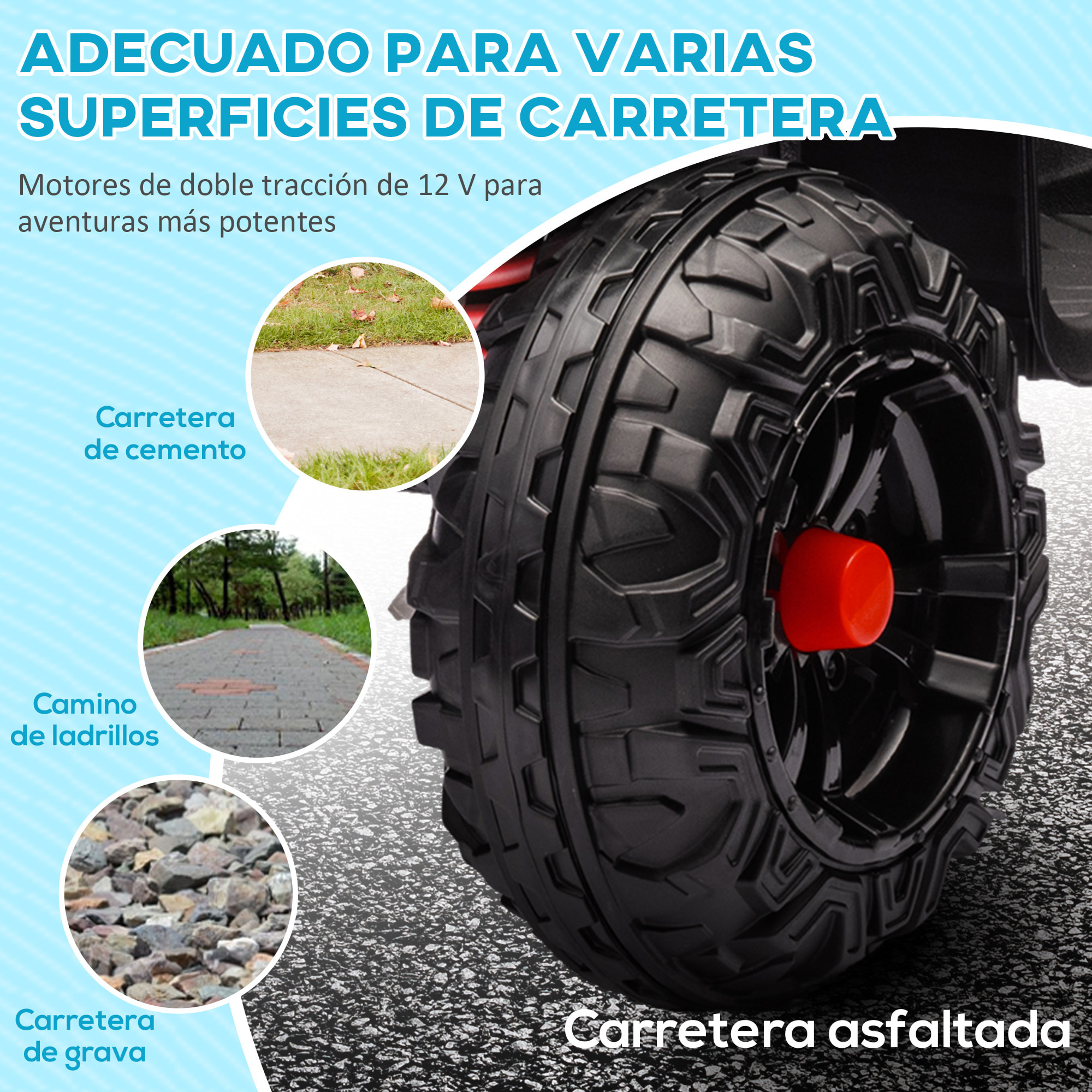 Quad Eléctrico para Niños de Batería 12V Coche Eléctrico para Niños de +3 Años con Velocidad 5 km/h Faros Música MP3 Avance y Retroceso Carga 30 kg Rojo