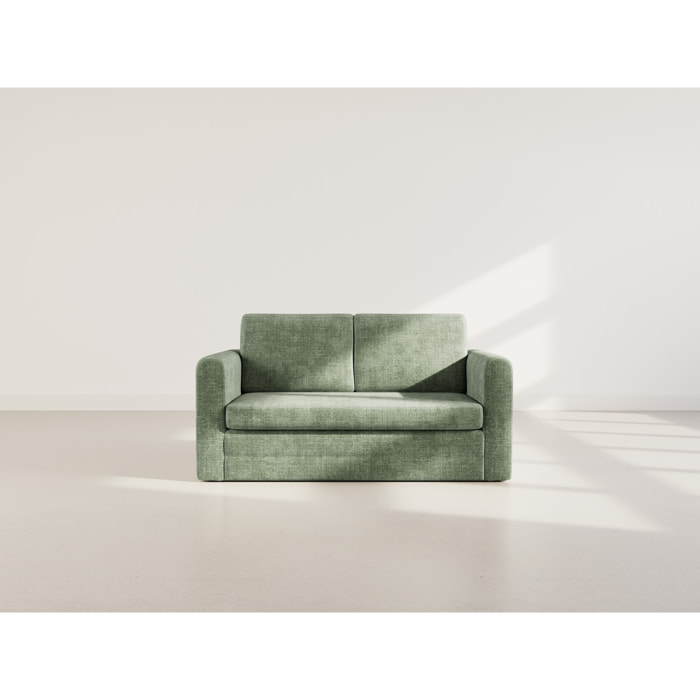 Marilia - Canapé 2 places convertible déplimousse en velours texturé - Vert