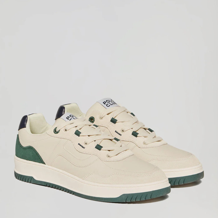 Sneaker casual Cornell da uomo in ecopelle verde con dettagli a contrasto Polo Club