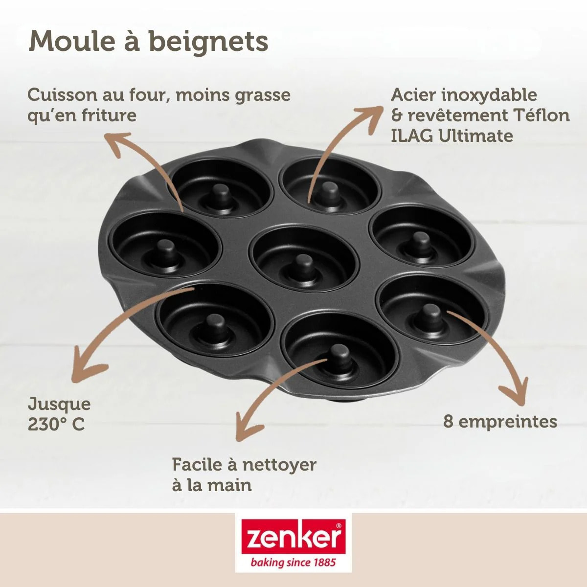 Moule pour 8 beignets au four 33 Zenker Black Metallic
