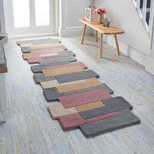 Tapis de couloir graphique en laine COLLAGE Pastel