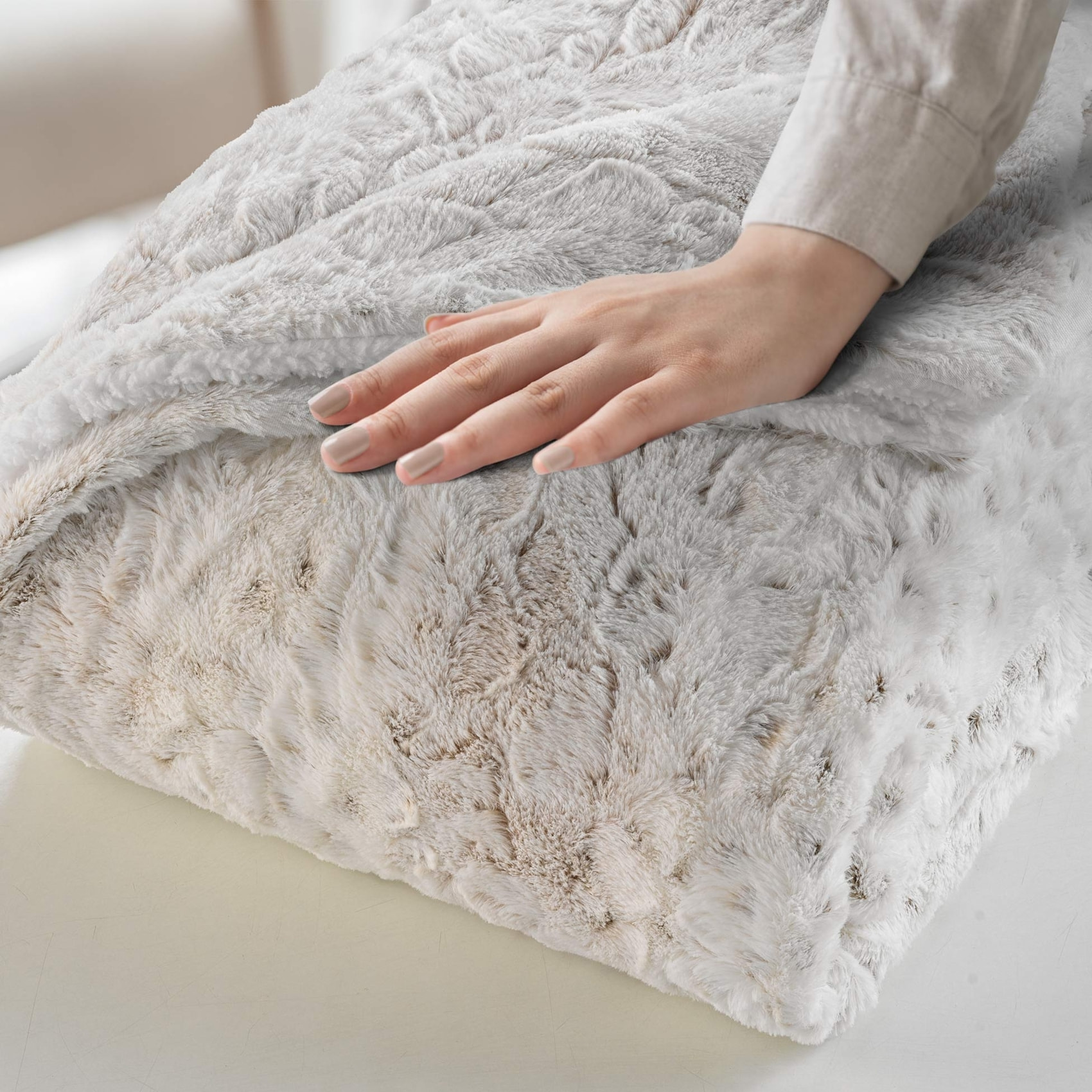 Plaid doublé en imitation fourrure - Blanc