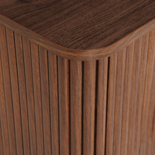 Meuble bas 4 portes 2 étagères Wany marron 140x40cm