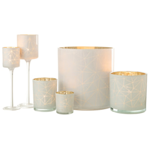 J-Line photophore Sur Pied Milano - verre - blanc/or - large