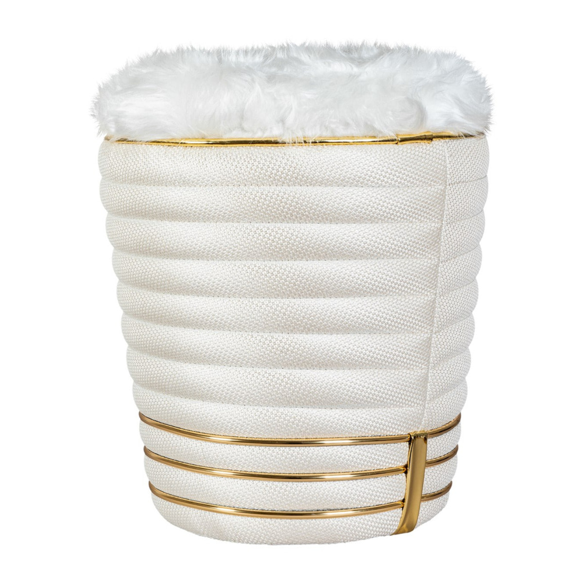 Pouf Doric 345 in tessuto avorio e oro
